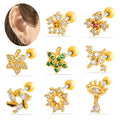 Hengsen Hypoallergenic Stainless Steel Cartilage Earrings Colorful CZ Externally Thread Helix Stud Earring Tragus Lobe Piercing