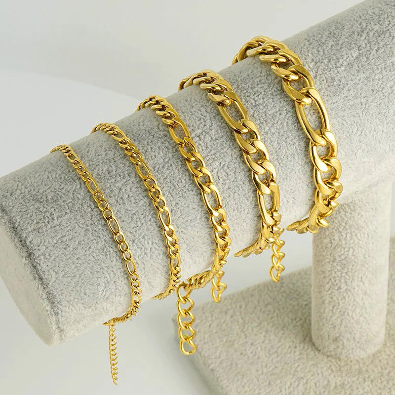Meetyoo Wholesale Classic Stainless Steel Waterproof PVD 18K Gold Plated NK Chain Bracelet Never Fading Chain Bracelet Jewelry