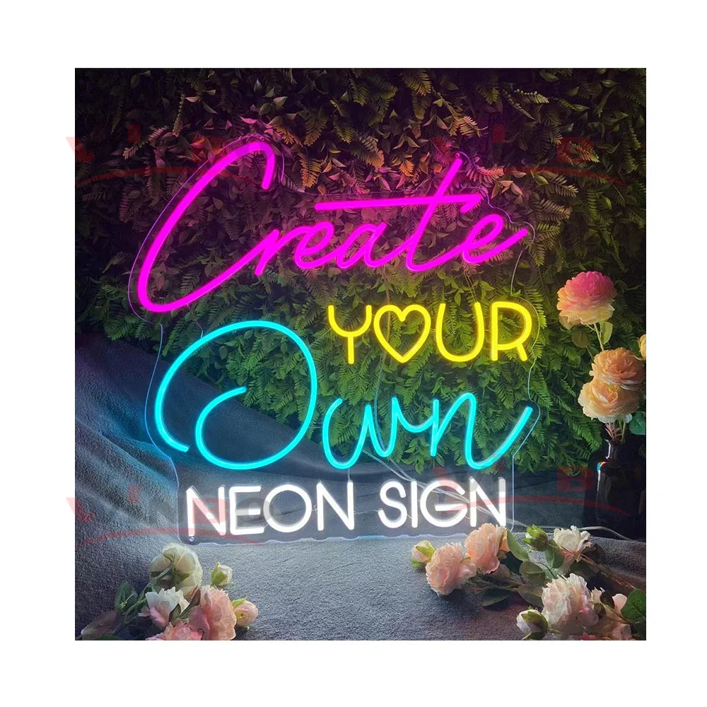Free Design Led Illuminated Neon Sign Custom logo Advertising Smoke Shop bar Wedding Decoration Neon Light Sign