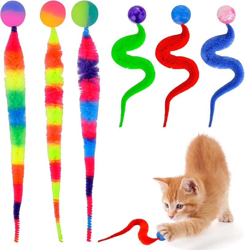 Interactive Colorful Bouncing Ball Toy with Tail for Indoor Cats Promotional Pet Supplies-Tickle Cat Puzzle Teasing Toy