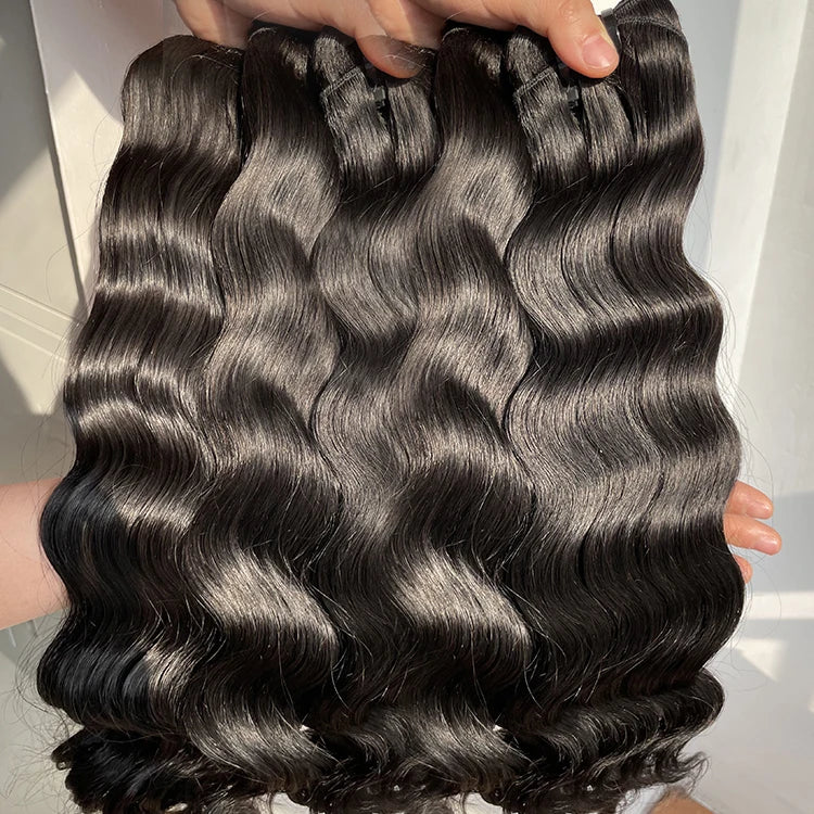 Private Label Hair Weaves Double Drawn Natural Wave Human Hair Bundles Natural Cuticle Aligned Raw Hair Bundles