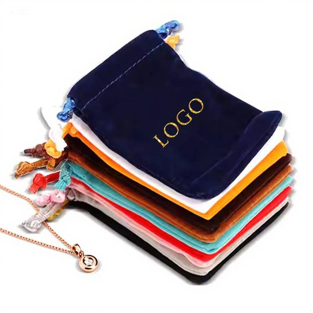 Wholesale Custom Logo Velvet Jewelry Pouch 10x15cm Bulk Small Drawstring Bags for Watch Red Premium Gift Packaging