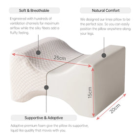 Low Price Orthopedic Memory Foam Square Knee Pillow with Removable Cover White
