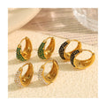 Hot Selling New Simple Retro Design High-Grade Hoop Earrings Titanium Steel 18k Gold Plating Huggie Zirconia Earrings