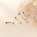 4mm Round Imitation Shell Pearl 925 Sterling Silver 18K Gold Plated Stud Earrings Fine Jewelry for Women Girls