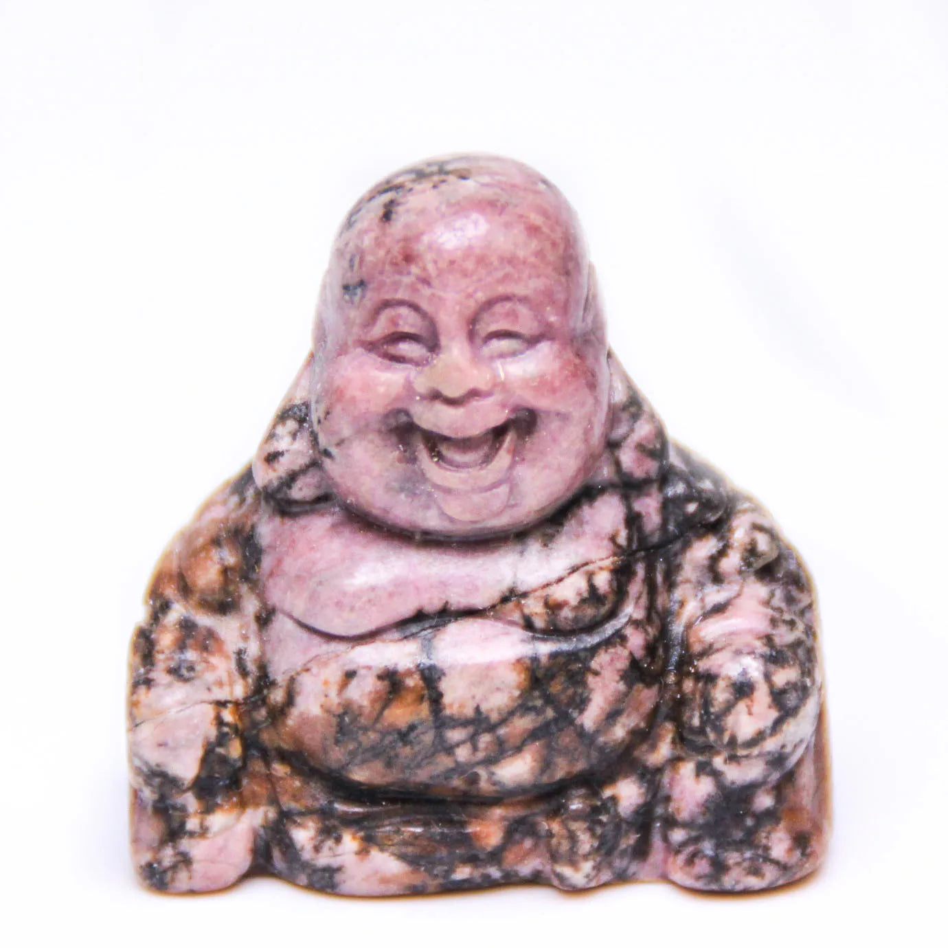 Hongzhuo Handmade Beautiful Crystal Christmas Laughing Buddha Rhodonite jasper Healing Crystal Carvings for Gifts Crafts