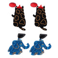 New Lovely Flat Animal Pendant Earrings Black Cat Blue Elephant Acrylic Resin Drop Earrings for Women Girl Party Jewelry Cute FS