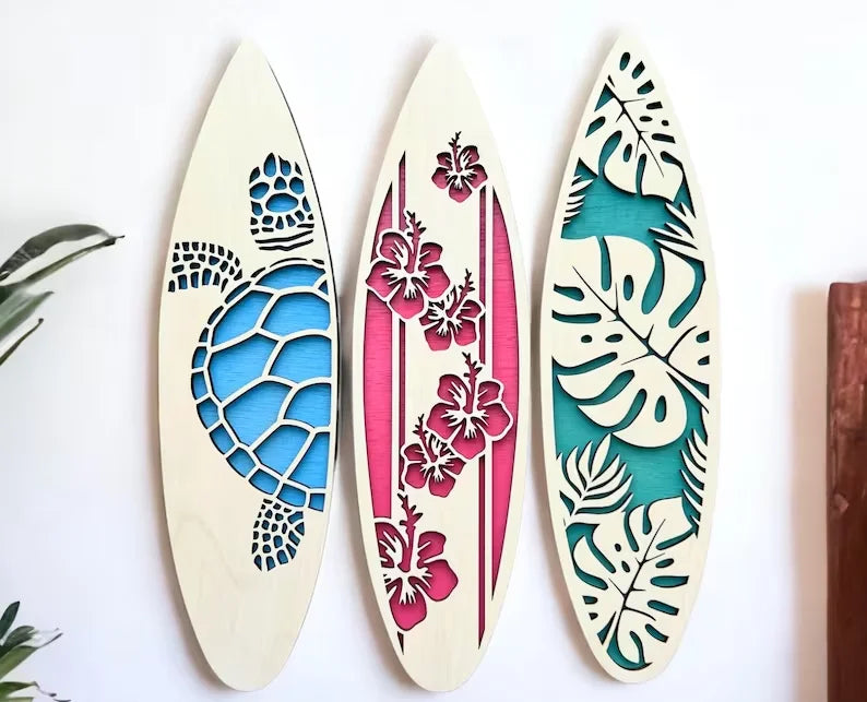 Handmade Beach Decor Surfboard Art Coastal Wall Decor