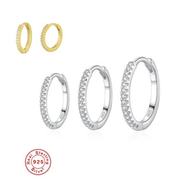 Wholesale in Stock Fine Hoop Earrings Gold Plated Jewelry Cubic Zirconia Simple 925 Sterling Silver Cz Huggie Hoop Earrings