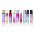 LZ Pack Stock 100pcs Round Gradient Colorful Glass Roller Bottle Custom Logo 10ml Essential Oil Roller Bottles