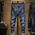 Aeedenim Custom Logo OEM Embroidered Stonewashed Straight Jeans Men's Trendy Brand Knitted Fashion Pants