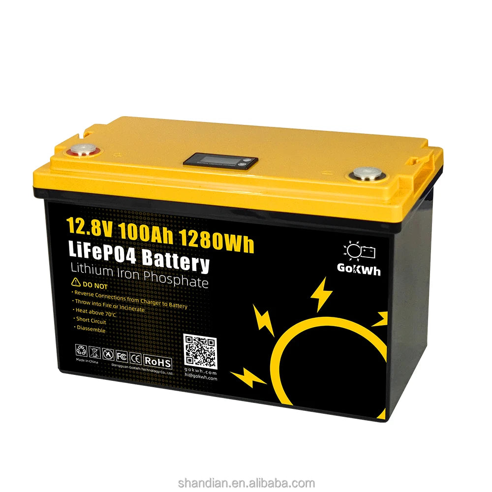GoKWh EU Stock 12V 100Ah 3.2V Battery Lifepo4 Lithium Iron Phosphate 200Ah Rechargeable Lithium Ion Lifepo4 Phosphate Battery