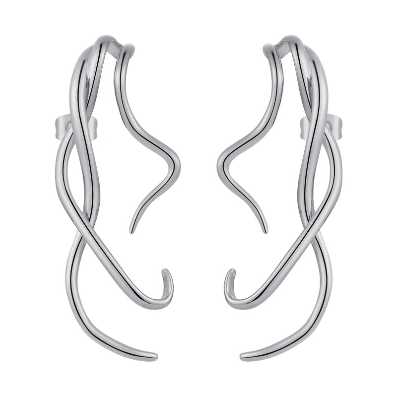 Original Design 18K Gold Plated Brass Jewelry Curvy Snake Earings Animals Shape for Women Drop Earrings E221392