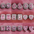 New Arrivals Silver Plated Round Oval Square Pear Cut CZ Diamond Stud Earrings Heart Pink Zircon Earrings for Brides
