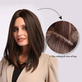 Ftl007 Brown Medium Length Synthetic Wig Natural Hairline Hair Middle Part Ombre Wig Female Daily Heat Resistant Lace Wig