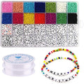 Beads Box 3mm Opaque Glass Seed Beads and White Letter Beads Set for Jewelry Making