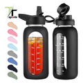 TTSPORTS Eco Friendly 32oz High Borosilicate Glass Tumbler with Straw Customized Portable Water Bottle