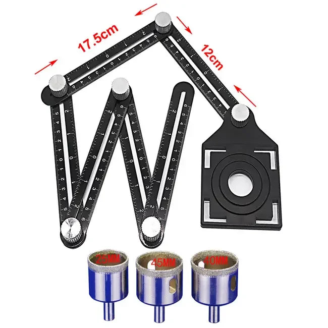 Adjustable Durable Wood Working Multi-Angle Measuring Tool Plastic Protractor Multifunction Four Folding Ruler Aluminium Box