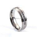 6MM Silver Titanium Ring with CZ Stone Inlay Trendy Wedding Bands for Men and Women for Engagement Gift Party