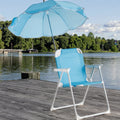 Simple Folding Beach Chair with Umbrella for Children Outdoor Garden Oxford Fabric for Park & Beach Fishing