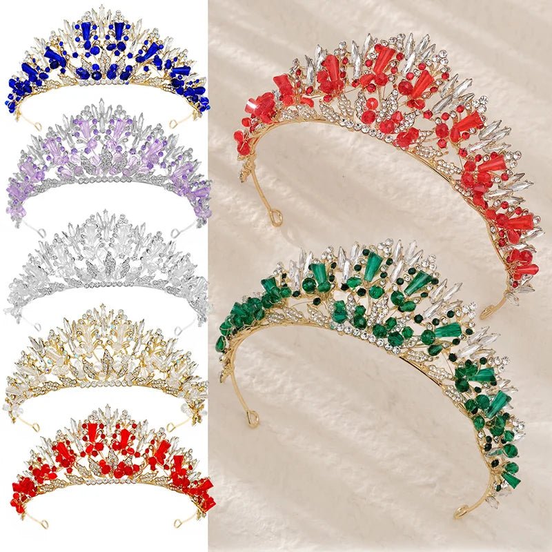 Noble Crown for Women Crystal Wedding Tiara and Crowns for Girls Rhinestones Queen Headband Princess Hair Accessories Gift
