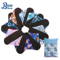 3-Size Set Washable Bamboo Charcoal Cotton Menstrual Cloth Pads Reusable Panty Liner Winged Breathable Sanitary Napkin