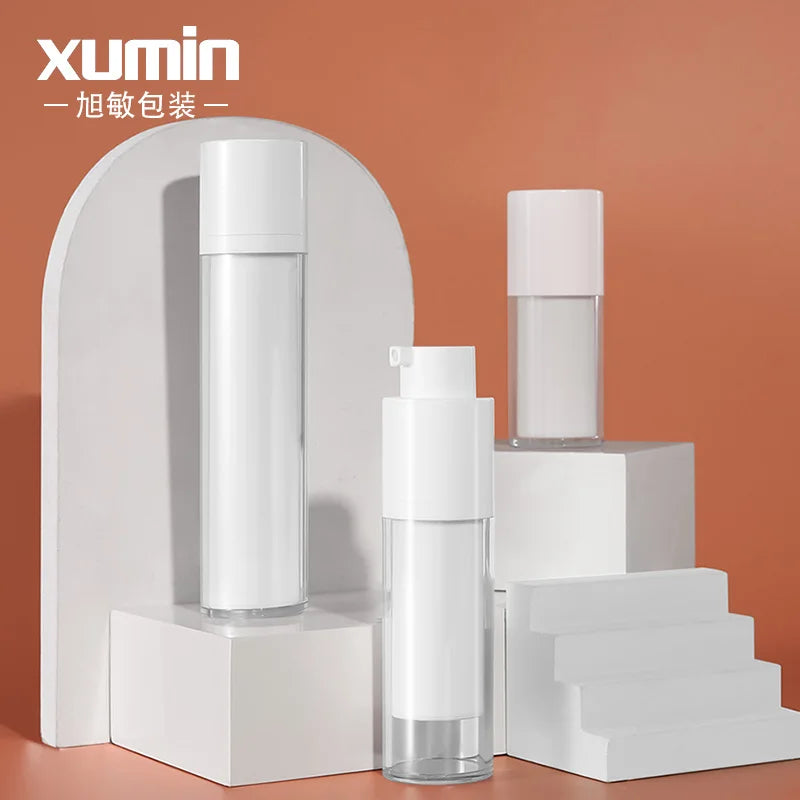 Luxury Packaging Toner Airless Spray Bottle 15ml 30ml 50ml White Double Wall With clear or Frosted Bottle Body