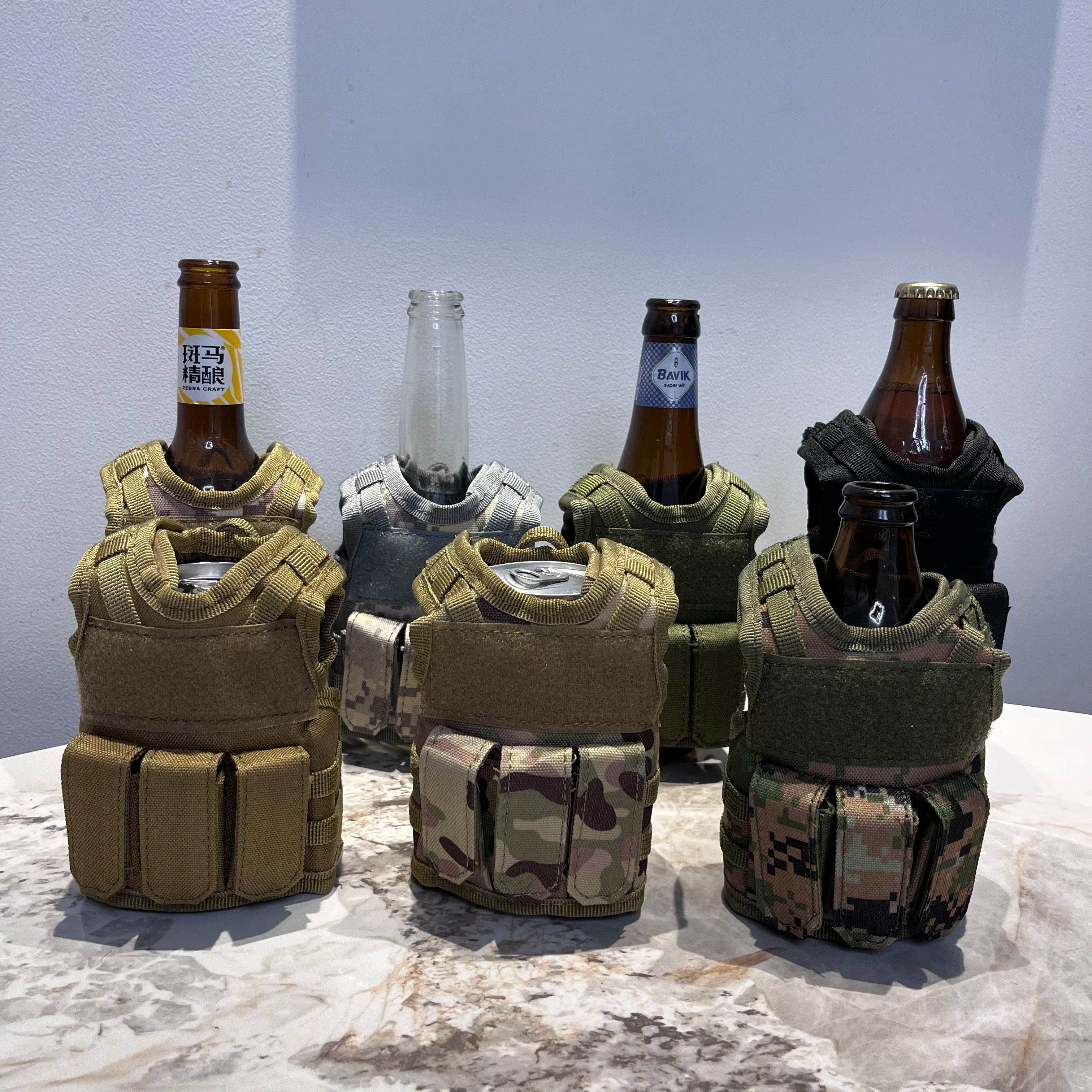 Adjustable Tactical Modular Vest with Beverage Sleeve Decoration  Cooler Jacket for 12oz or 16oz Cans or Bottles Decor