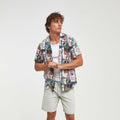 Imperio Shop Soft Viscose Twill Knitted Casual Summer Hawaiian Shirt Empire Waist Regular Fit Men's White Breathable Short