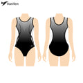 Custom Design VANTAN Black Shiny Sublimation Spandex for Women OEM Gymnastic Leotards Sleeveless Rhinestone Training