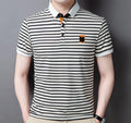 100% Polyester Lapel Striped Printing Polo Shirts