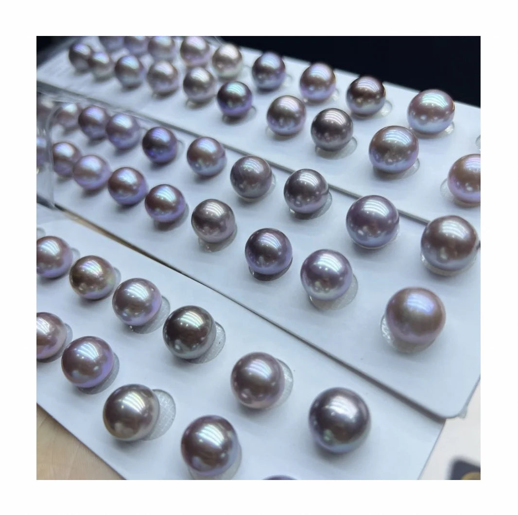 Wholesale Loose Pearl 10-14mm Paired 4A+ Grade Natural Color Freshwater Pearl Purple Color Round Shape