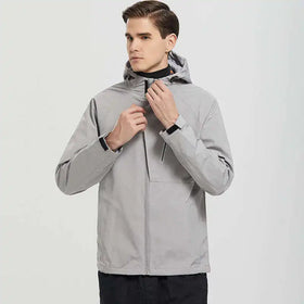Custom Logo Men's Motorbike Winter Jacket Waterproof Windbreaker Coat With Hooded Stand Collar Woven Fabric for Spring Season