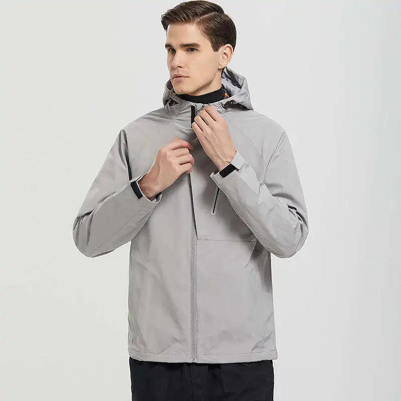 Custom Logo Men's Motorbike Winter Jacket Waterproof Windbreaker Coat With Hooded Stand Collar Woven Fabric for Spring Season
