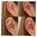 Punk Style Gold Zircon Leaf Design Ear Clip Set for Women Jewelry Wholesale