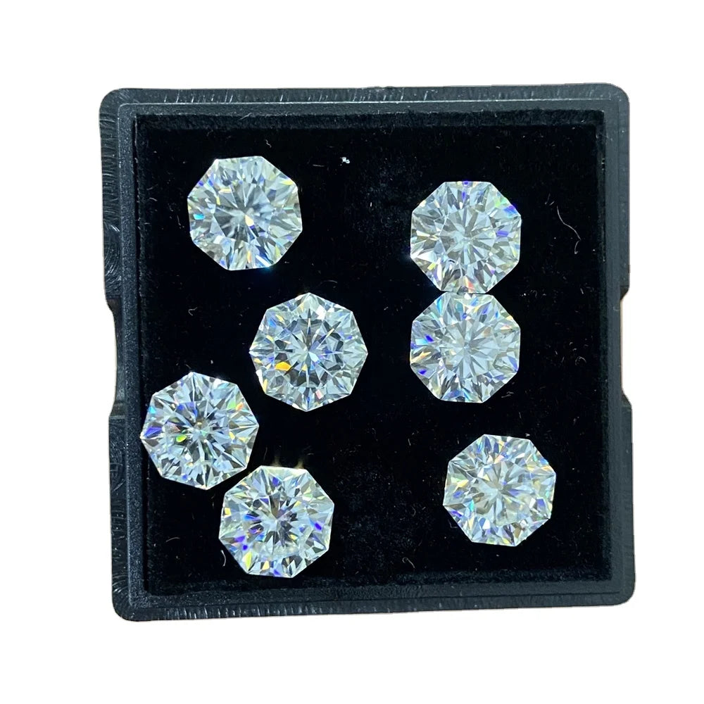 Flower Cut White D VVS Lab Created Synthetic Moissanite Diamond Octagon Shape Gemstones