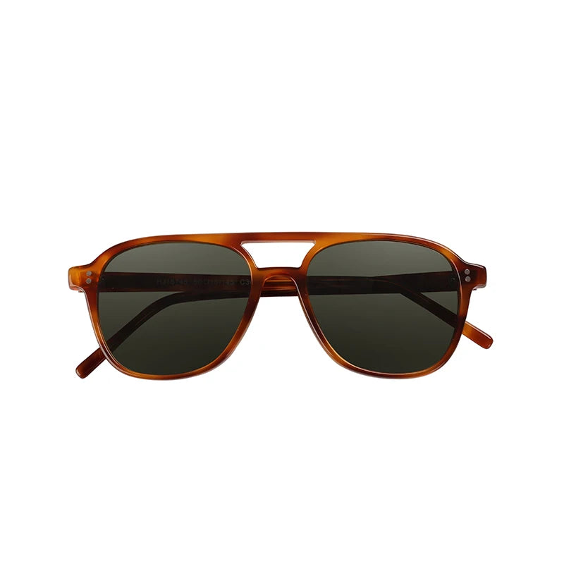 Luxury Vintage Dark Double Bridge Matte Acetate Sunglasses Polarized Men Sun Glasses