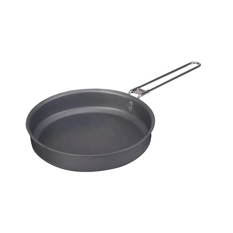 Camping Frying Pan Aluminum Alloy Stainless Steel Handle Anodized Surface Lightweight 1-2L Capacity Outdoor Cooking Cookware