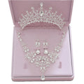 HCT002 Wholesale Bridal Rhinestones Crown Necklace Earrings Set Wedding Crown Jewelry Set Wholesale