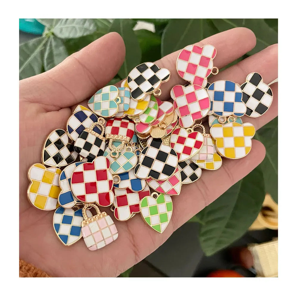 Kawaii Bear Heart Purse Shape Metal Bead Pendants Bead Cute for Children Jewelry Making Accessory Pendants