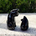 Wholesale Natural Crystal Healing Quartz Stone Carvings Black Obsidian cat and Mouse for Home Decoration and Kid Gifts