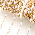 1 Metres/strip KC Gold Plated Heart Shaped Pearl Copper Chain for Jewelry Making DIY Necklace Chains Foot Chain Accessories Y11