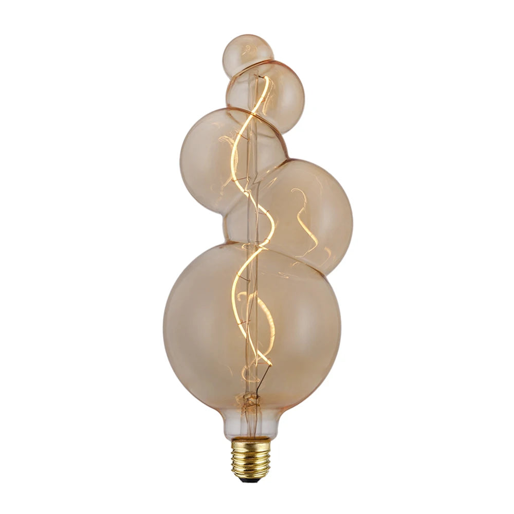 4W Flat Soft Filament-Double Winding LED Bulb Amber Glass Antique Flexible Spiral LED Filament Light Bulb No Flicker Dimmable