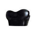 MANNI PU Leather Bustier Crop Top Gothic Punk Push up Women's Corset Top Bra Black