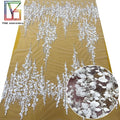 Elegant White Heavy Beaded Lace Fabric Dubai Pearl Bead Embroidery Sequins Bridal Tulle Lace Fabric for Wedding Dress