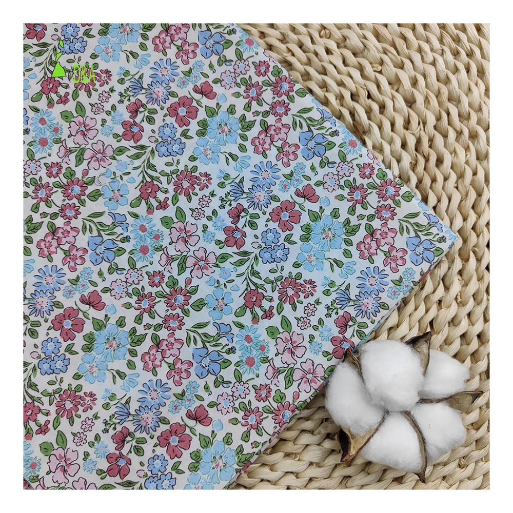 Hot Sale Lightweight Floral Pattern Cotton Printed Fabric Breathable Woven Technique for Girls' Dresses Shirts Also for Boys