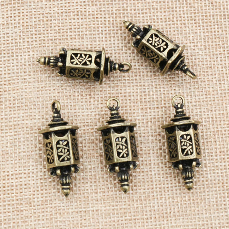 3pcs/lot 35x12mm Antique Bronze Plated Lantern Handmade Charms Pendant:DIY Jewelry Findings for Bracelet Necklace