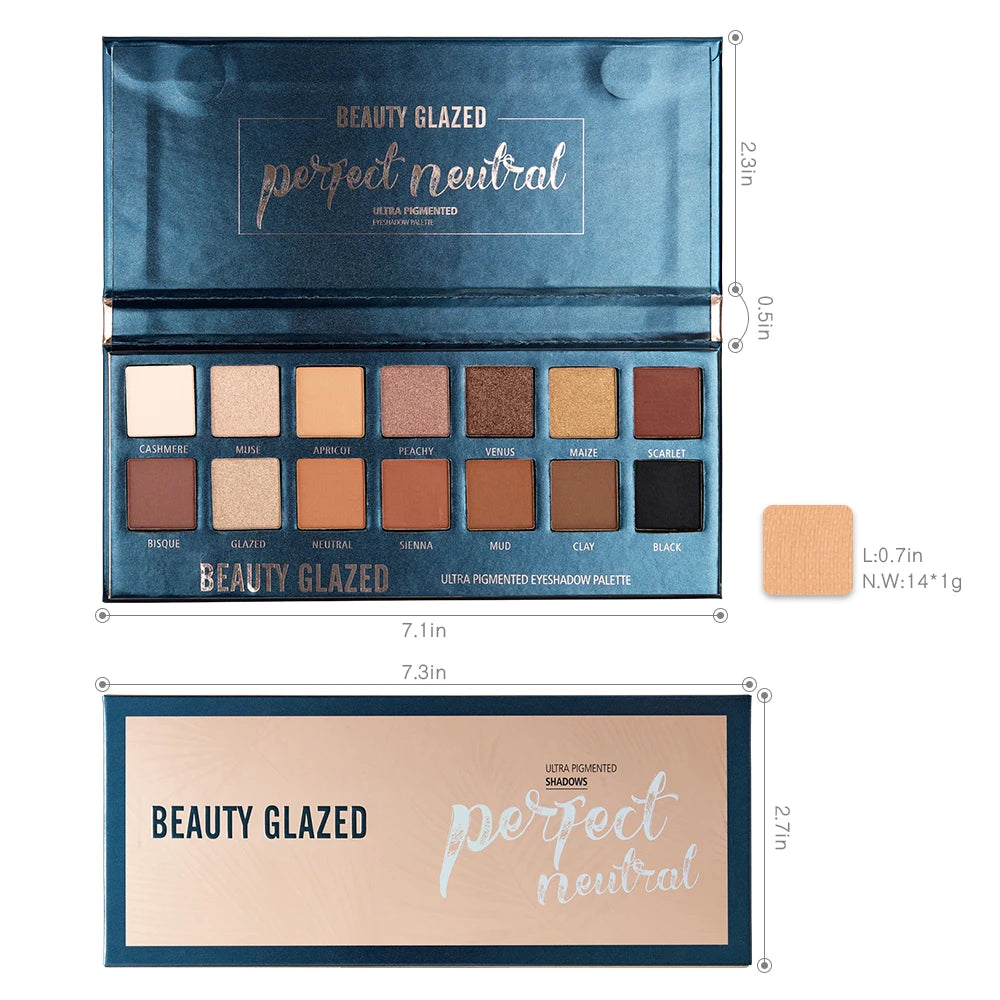 14-Color High Pigment Eyeshadow Palette Vegan Powder Makeup Set with Custom Personalized Packaging Chemical-Ink Ingredients