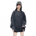 Custom 100% Cotton Acid Wash Blank T-Shirt Streetwear Long Sleeve Drop Shoulder for Men 230 Grams LongSleeve Knitted Fabric