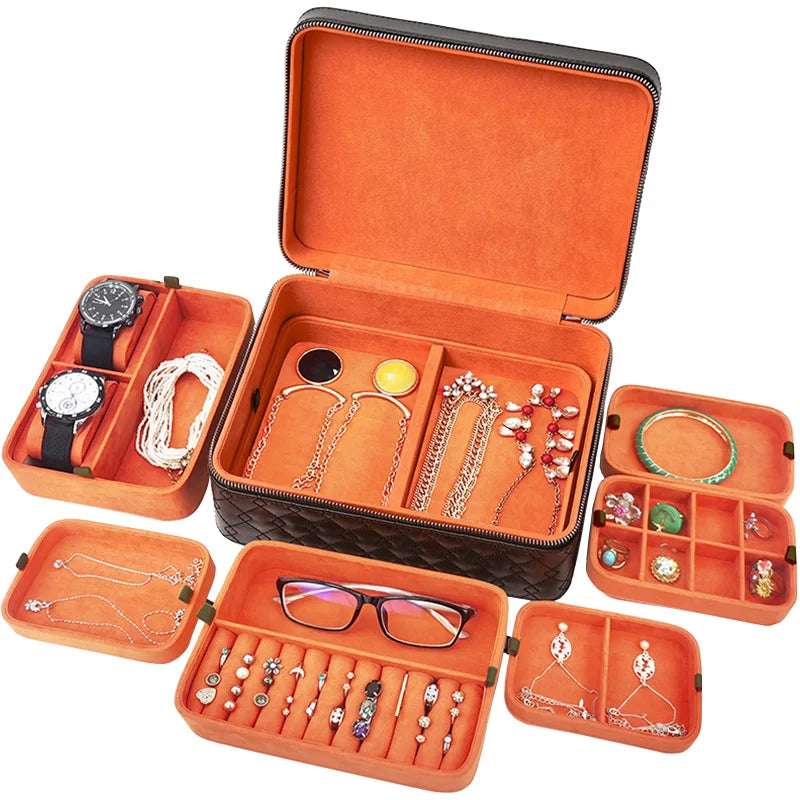 New Design Jewelry Gift Crystal Earring Organizer Display Layers Storage Case Velvet Travel Hanging Jewelry Carrying Case